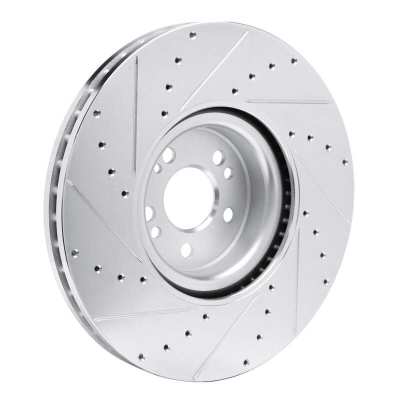 Mercedes-Benz GLE450e Brake Rotor (1) - Front Right - R1 Concepts - Drilled & Slotted - Silver - `20-`26